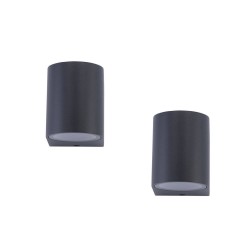 Banzaa Wandlamp Set 2 stuks ? IP54 Armatuur GU-10 Enkele lichtbundel ? Rond 9cm Antraciet