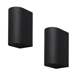 Banzaa Wandlamp Set 2 stuks ? IP54 Armatuur 2x GU-10 Dubbele lichtbundel ? Rond 15cm Zwart