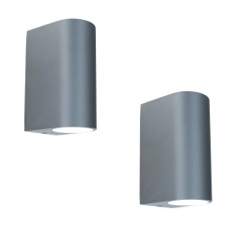 Banzaa Wandlamp Set 2 stuks ? IP54 Armatuur 2x GU-10 Dubbele lichtbundel ? Rond 15cm Antraciet