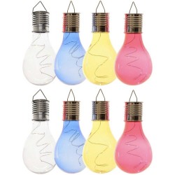 8x Buiten LED wit/blauw/geel/rood peertjes solar lampen 14 cm - Buitenverlichting
