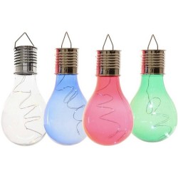4x Buiten LED wit/blauw/groen/rood peertjes solar lampen 14 cm - Buitenverlichting