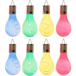 8x Buiten LED blauw/groen/geel/rood peertjes solar lampen 14 cm - Buitenverlichting