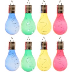 8x Buiten LED blauw/groen/geel/rood peertjes solar lampen 14 cm - Buitenverlichting