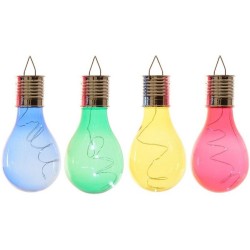 4x Buiten LED blauw/groen/geel/rood peertjes solar lampen 14 cm - Buitenverlichting